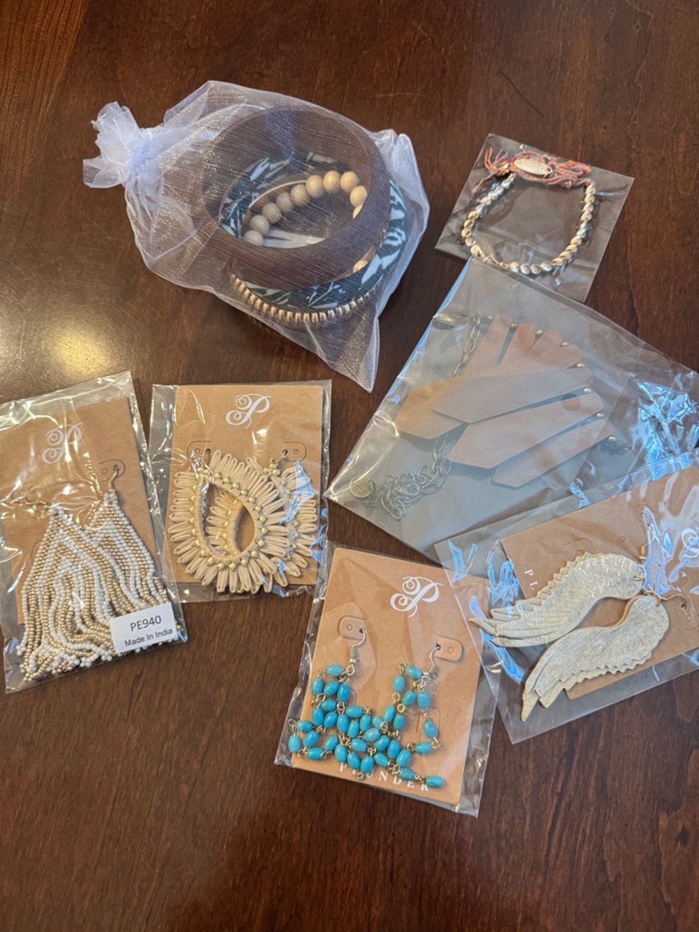 Plunder Turquoise and Cream Bead Drop Earrings